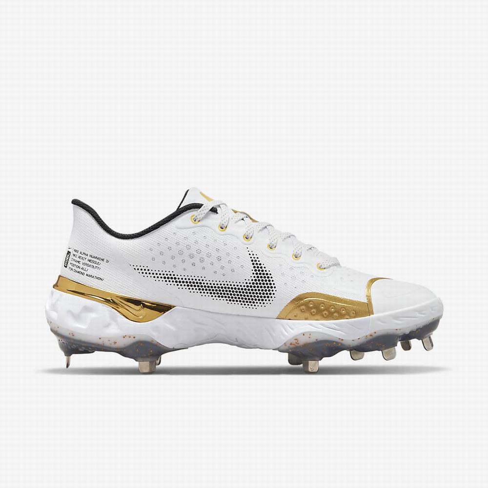 Baseballové Topanky Nike Alpha Huarache Elite 3 Low Panske Biele Čierne Metal Zlate | SK193506