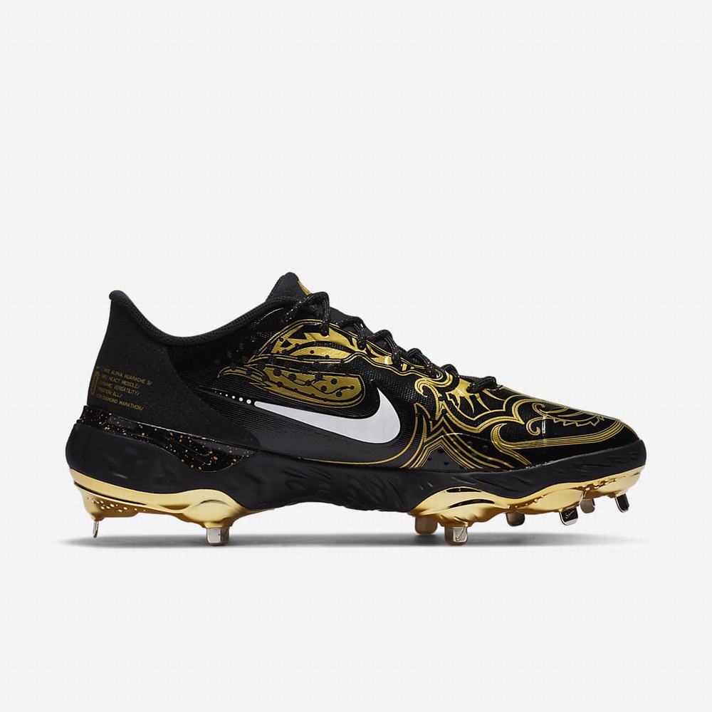 Baseballové Topanky Nike Alpha Huarache Elite 3 Low Premium Panske Čierne Metal Zlate Biele | SK208594