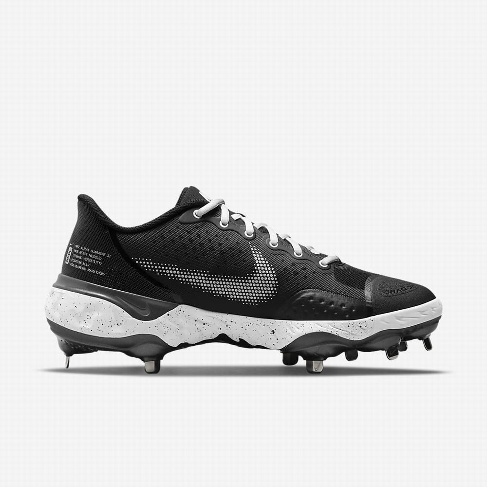 Baseballové Topanky Nike Alpha Huarache Elite 3 Low Panske Čierne Biele Metal Tmavo Siva Čierne | SK439721