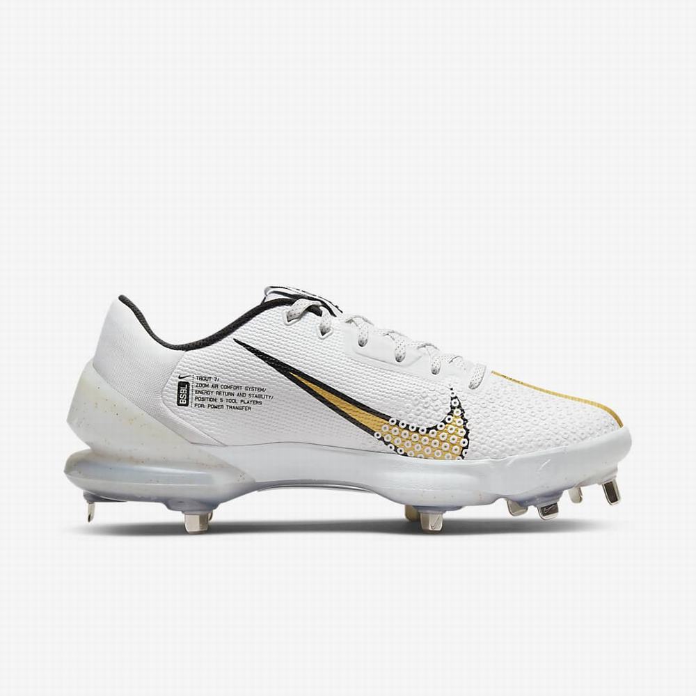 Baseballové Topanky Nike Force Zoom Trout 7 Pro Panske Biele Čierne Metal Zlate | SK437012