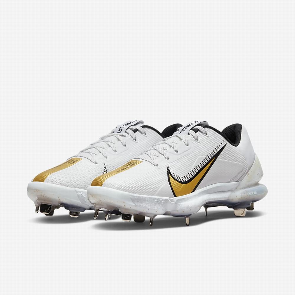 Baseballové Topanky Nike Force Zoom Trout 7 Pro Panske Biele Čierne Metal Zlate | SK437012