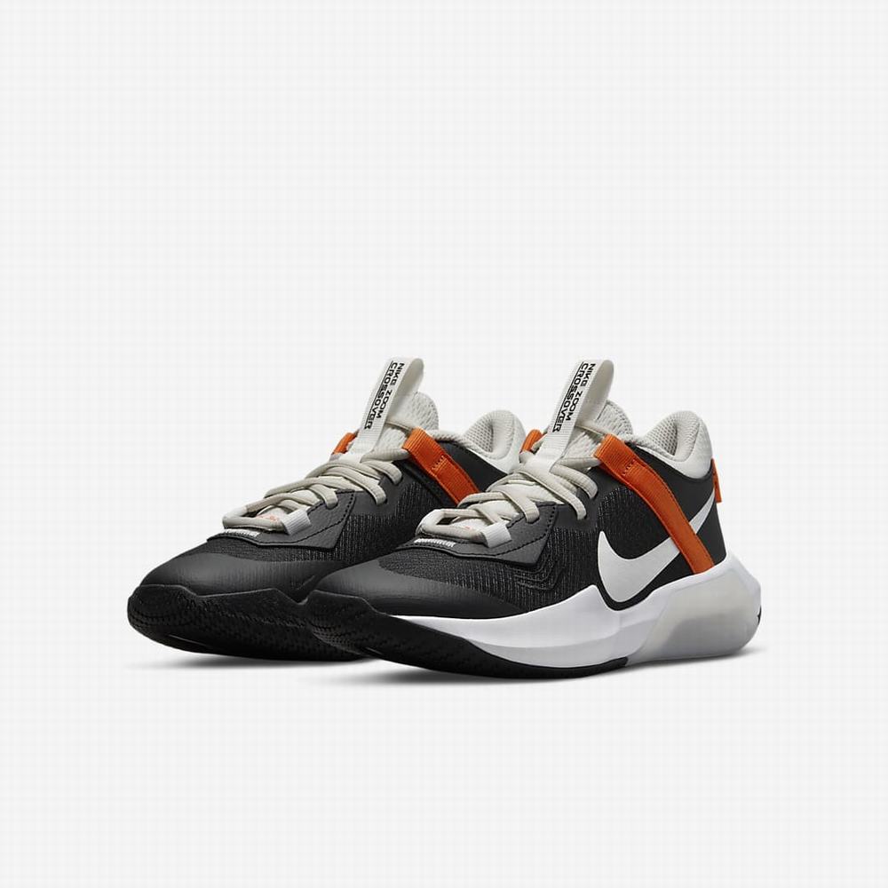 Basketbalove Tenisky Nike Air Zoom Crossover Detske Čierne Oranžové Biele | SK482537