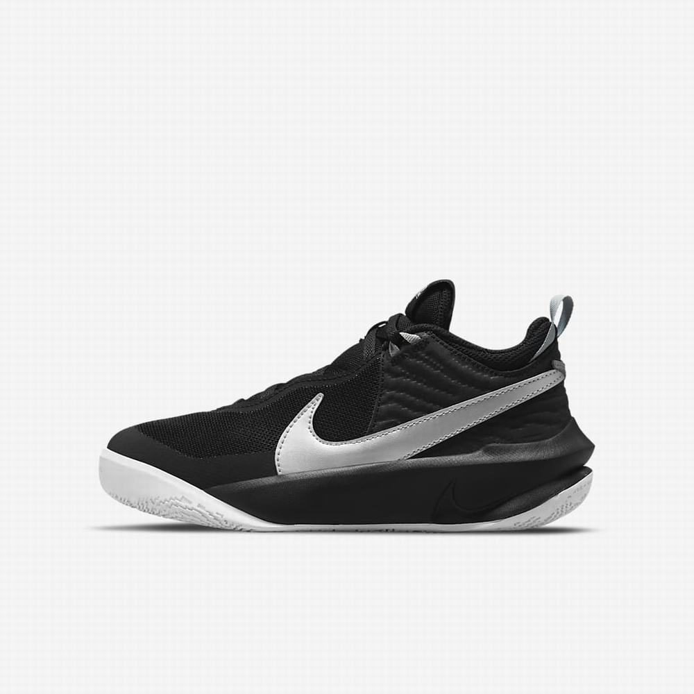 Basketbalove Tenisky Nike Team Hustle D 10 Detske Čierne Biele Metal Strieborne | SK056379