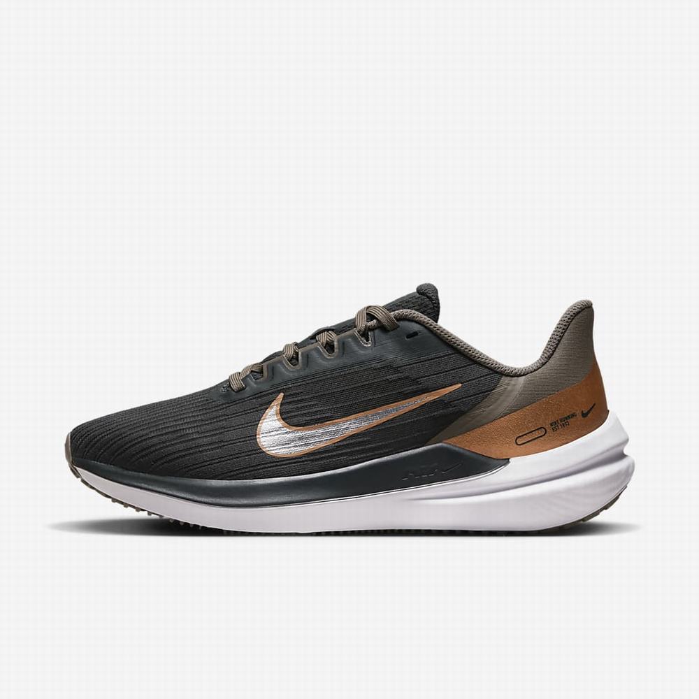 Bezecke Topanky Nike Air Winflo 9 Damske Tmavo Siva Olivovo Zelená Siva Metal Meď Metal Strieborne | SK920814