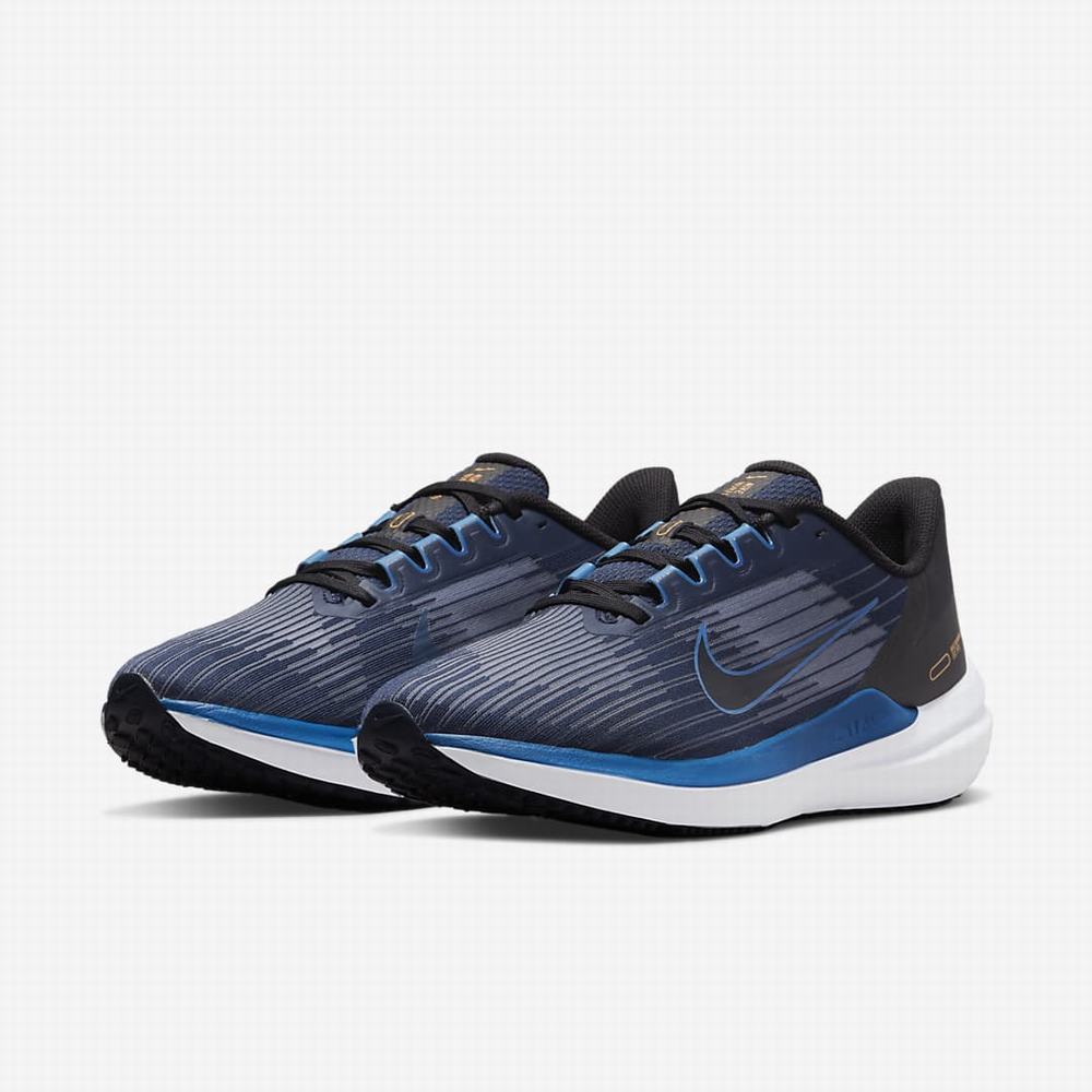 Bezecke Topanky Nike Air Winflo 9 Panske Obsidian Čierne Biele Tmavo Modre | SK247890