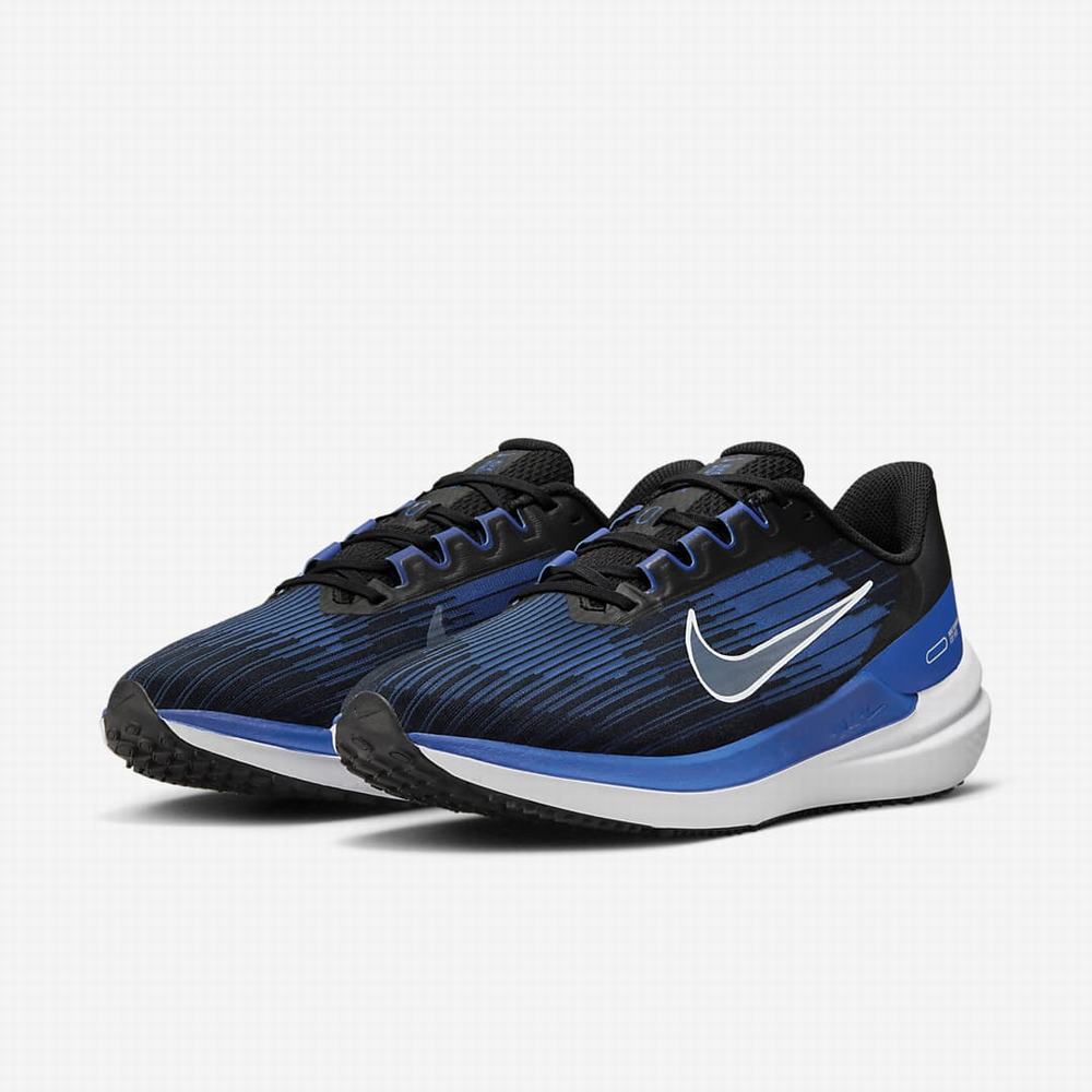 Bezecke Topanky Nike Air Winflo 9 Panske Čierne Kráľovská Modrá Modre Biele | SK710659