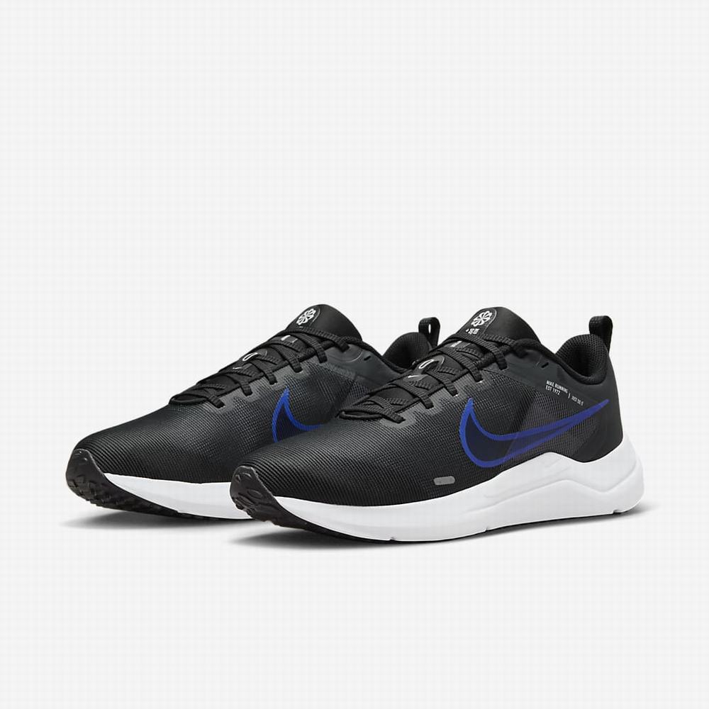 Bezecke Topanky Nike Downshifter 12 Panske Tmavo Siva Čierne Biele Modre | SK326798