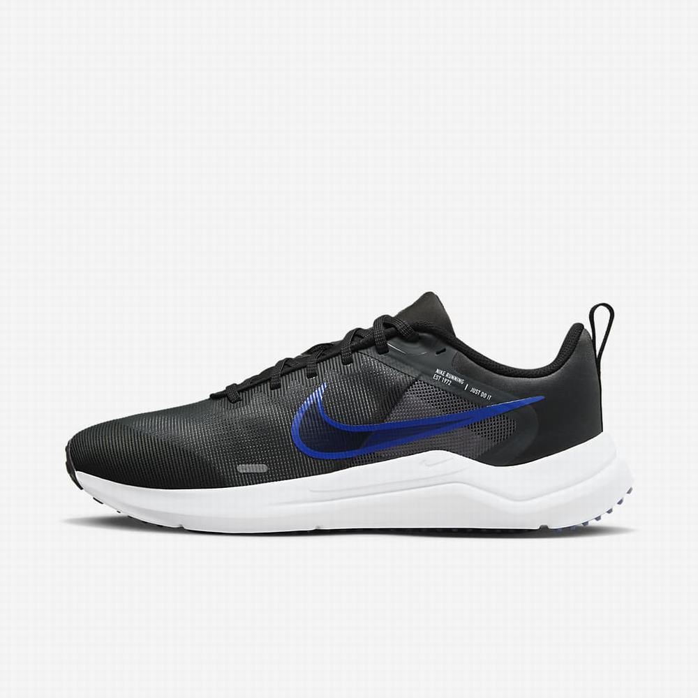 Bezecke Topanky Nike Downshifter 12 Panske Tmavo Siva Čierne Biele Modre | SK326798