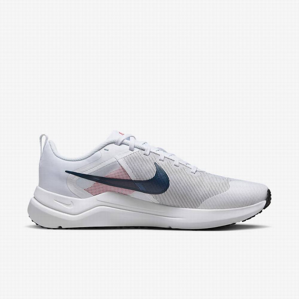 Bezecke Topanky Nike Downshifter 12 Panske Biele Svetlo Červené Čierne Modre | SK819630