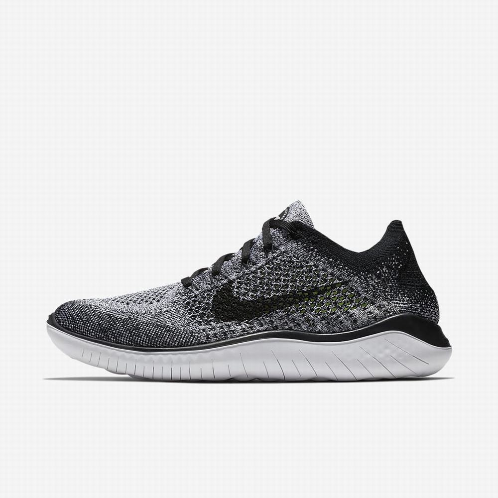 Bezecke Topanky Nike Free RN Flyknit 2018 Panske Biele Siva Čierne | SK392015