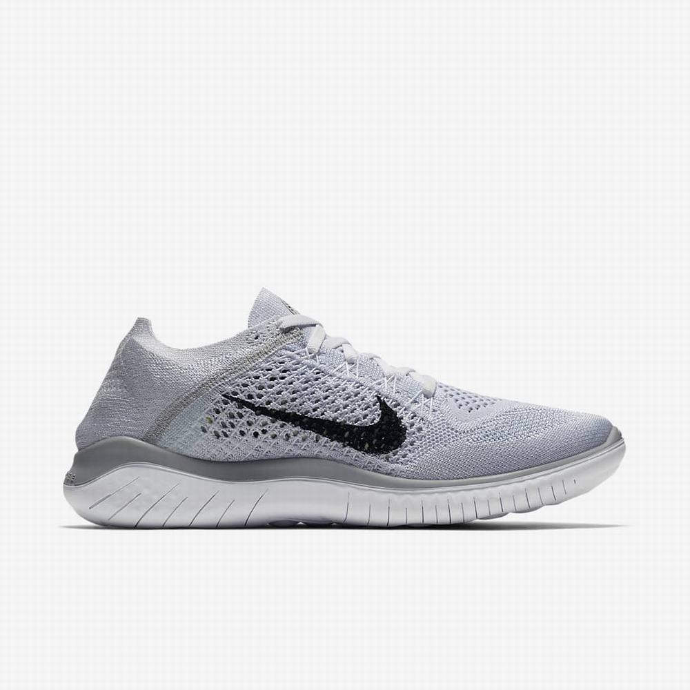 Bezecke Topanky Nike Free RN Flyknit 2018 Damske Biele Platina Čierne | SK703981