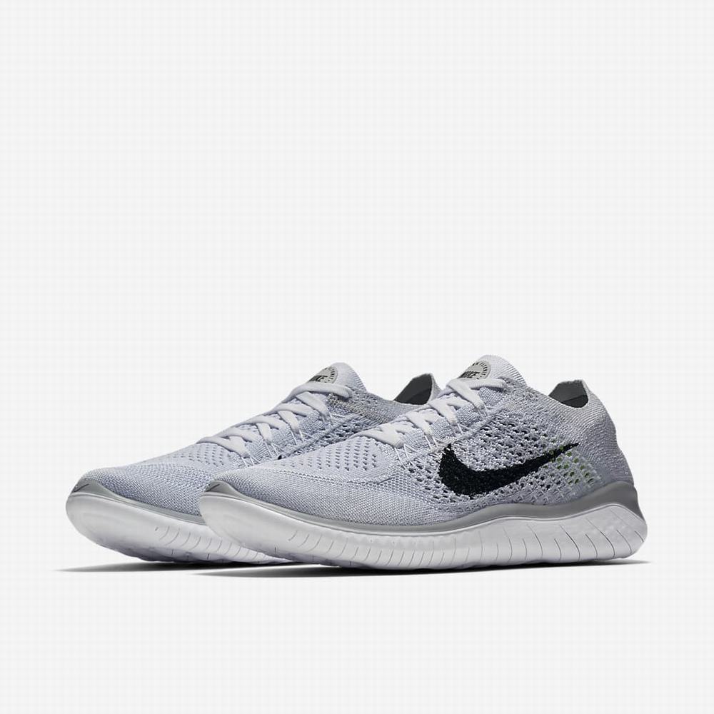 Bezecke Topanky Nike Free RN Flyknit 2018 Damske Biele Platina Čierne | SK703981