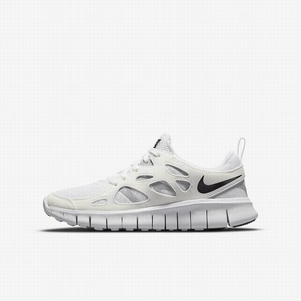 Bezecke Topanky Nike Free Run 2 Detske Biele Siva Čierne | SK807946