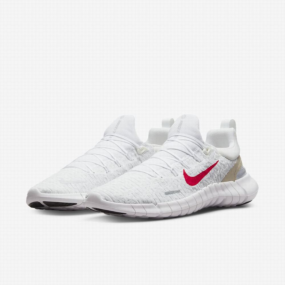 Bezecke Topanky Nike Free Run 5.0 Panske Biele Platina Červené | SK715648