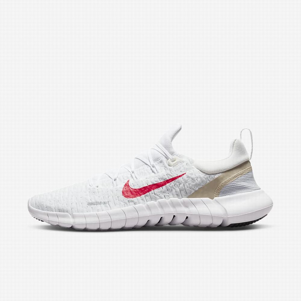 Bezecke Topanky Nike Free Run 5.0 Panske Biele Platina Červené | SK715648