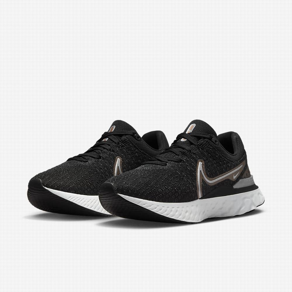 Bezecke Topanky Nike Infinity React 3 Damske Čierne Tmavo Siva Metal Meď Metal Strieborne | SK048739