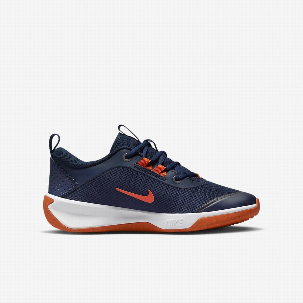 Bezecke Topanky Nike Omni Multi-Court Detske Námornícka Modrá Kráľovská Modrá Biele Oranžové | SK261975