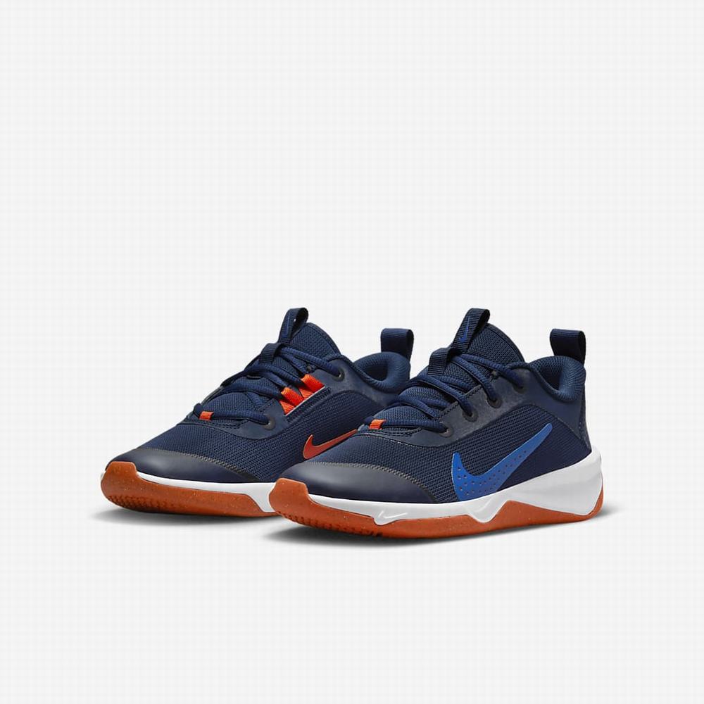 Bezecke Topanky Nike Omni Multi-Court Detske Námornícka Modrá Kráľovská Modrá Biele Oranžové | SK261975