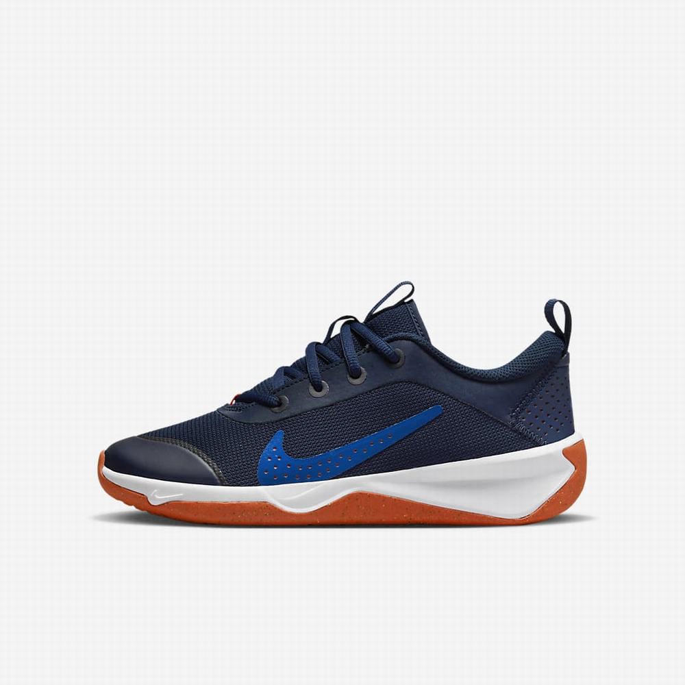 Bezecke Topanky Nike Omni Multi-Court Detske Námornícka Modrá Kráľovská Modrá Biele Oranžové | SK261975