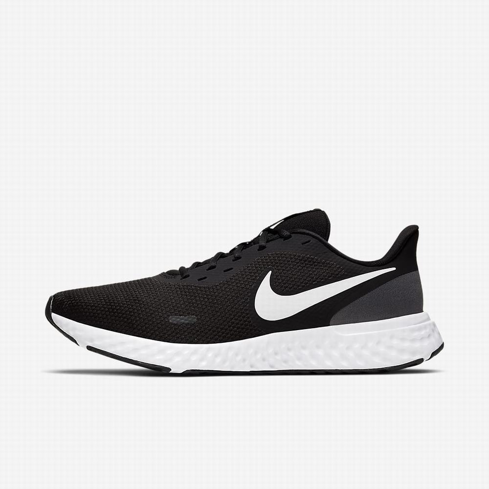 Bezecke Topanky Nike Revolution 5 Panske Čierne Tmavo Siva Biele | SK642935