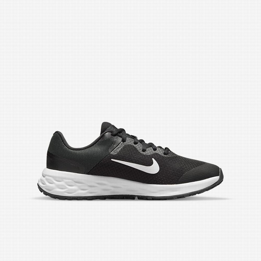 Bezecke Topanky Nike Revolution 6 Detske Čierne Tmavo Siva Biele | SK072394