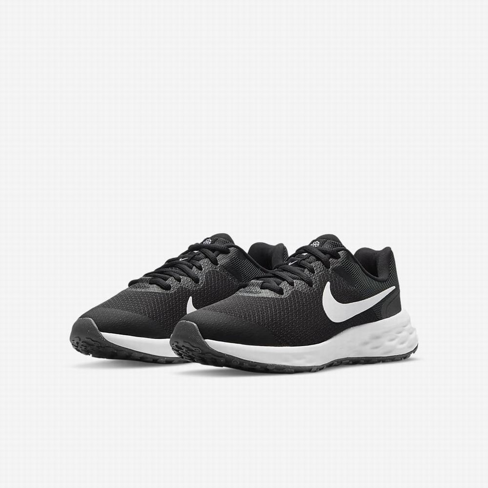 Bezecke Topanky Nike Revolution 6 Detske Čierne Tmavo Siva Biele | SK072394