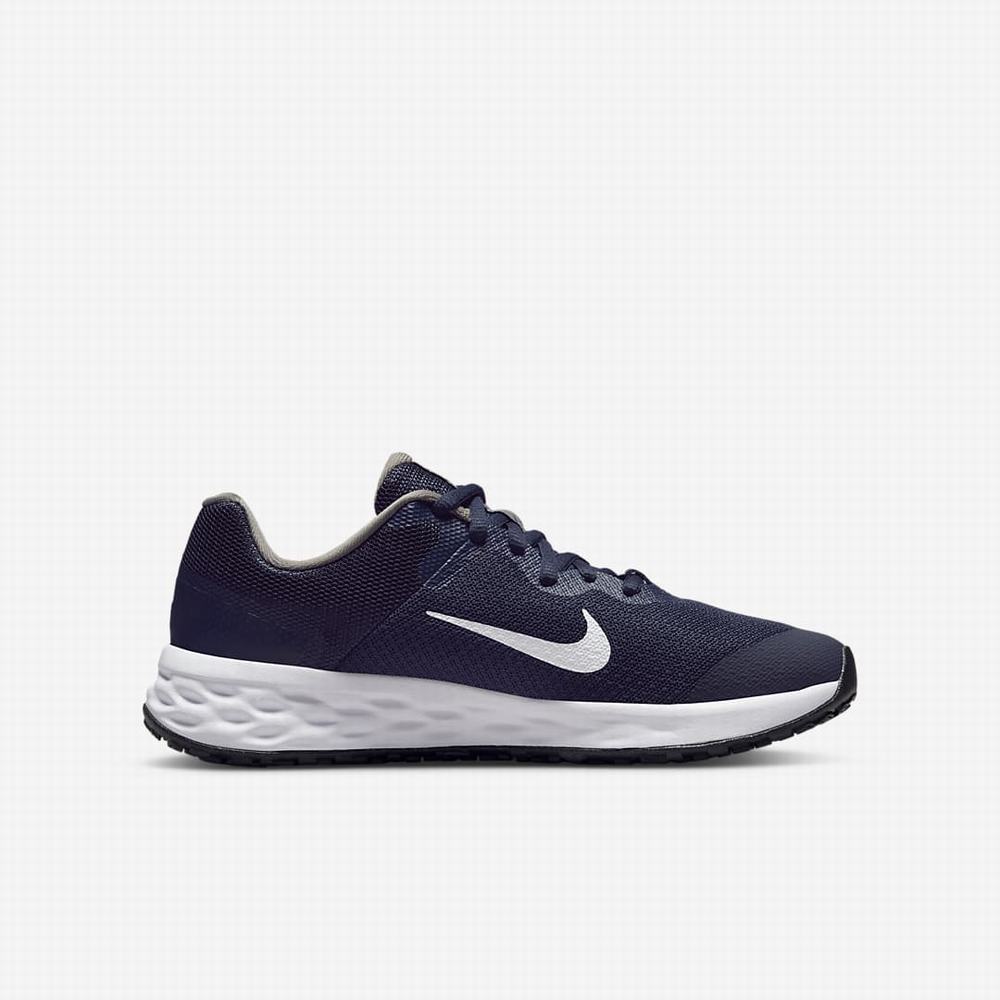 Bezecke Topanky Nike Revolution 6 Detske Námornícka Modrá Biele | SK971462