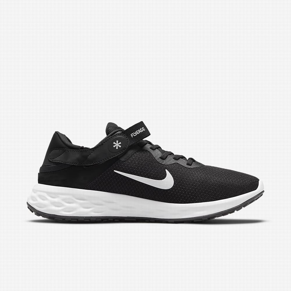 Bezecke Topanky Nike Revolution 6 FlyEase Next Nature Panske Čierne Siva Biele | SK358719