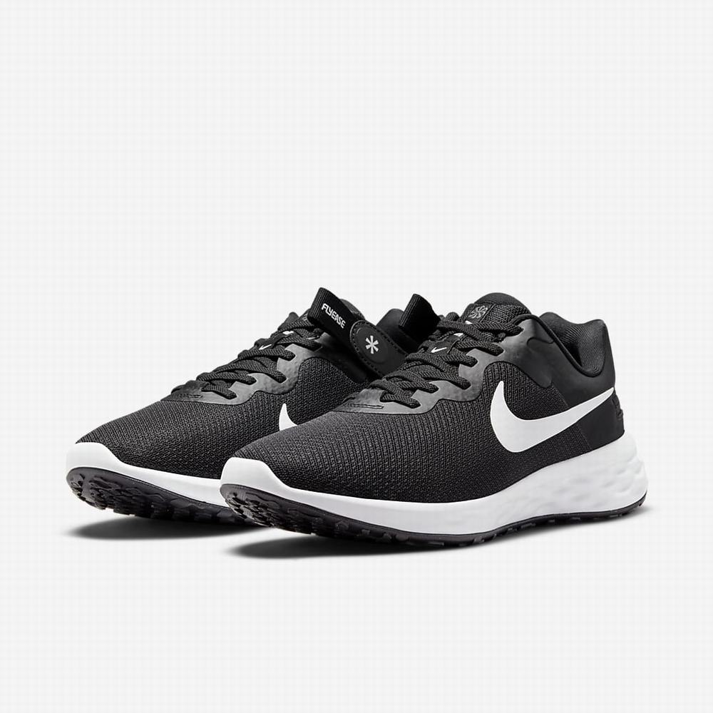 Bezecke Topanky Nike Revolution 6 FlyEase Next Nature Panske Čierne Siva Biele | SK358719