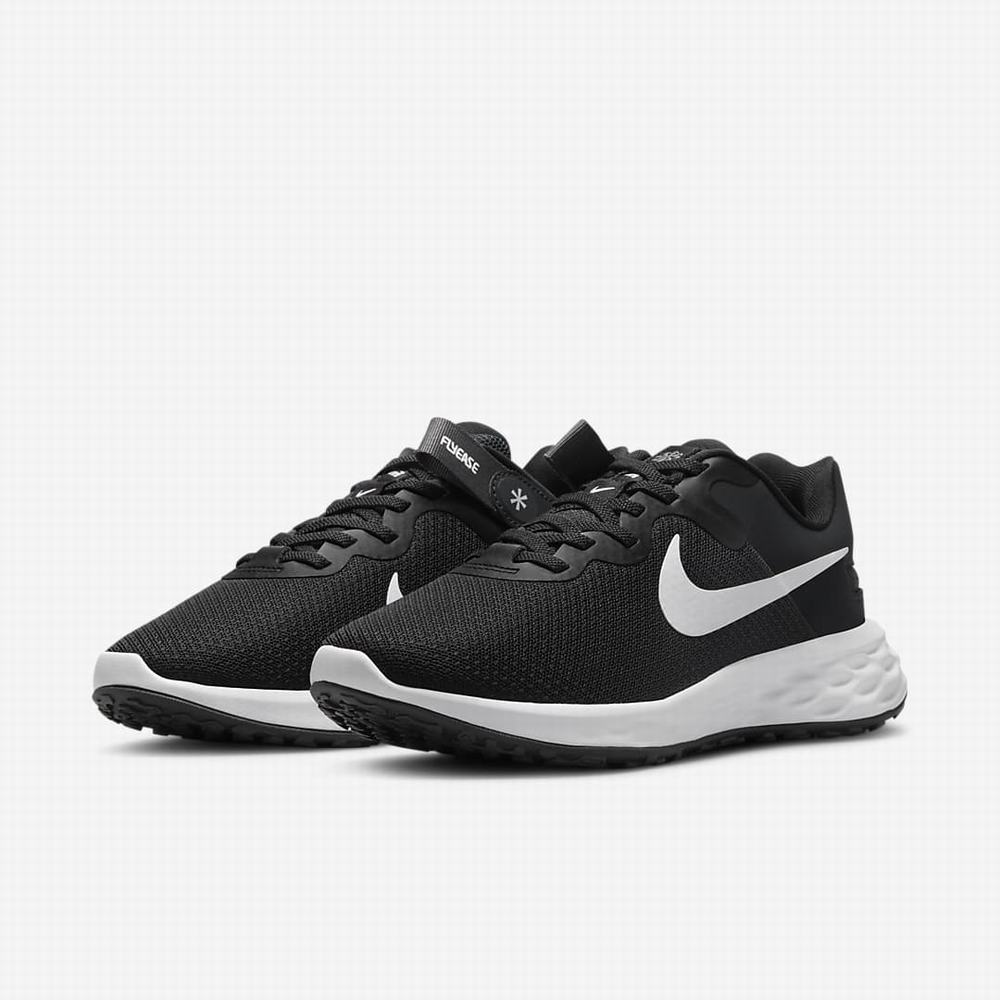 Bezecke Topanky Nike Revolution 6 FlyEase Next Nature (Wide) Damske Čierne Tmavo Siva Siva Biele | SK547039