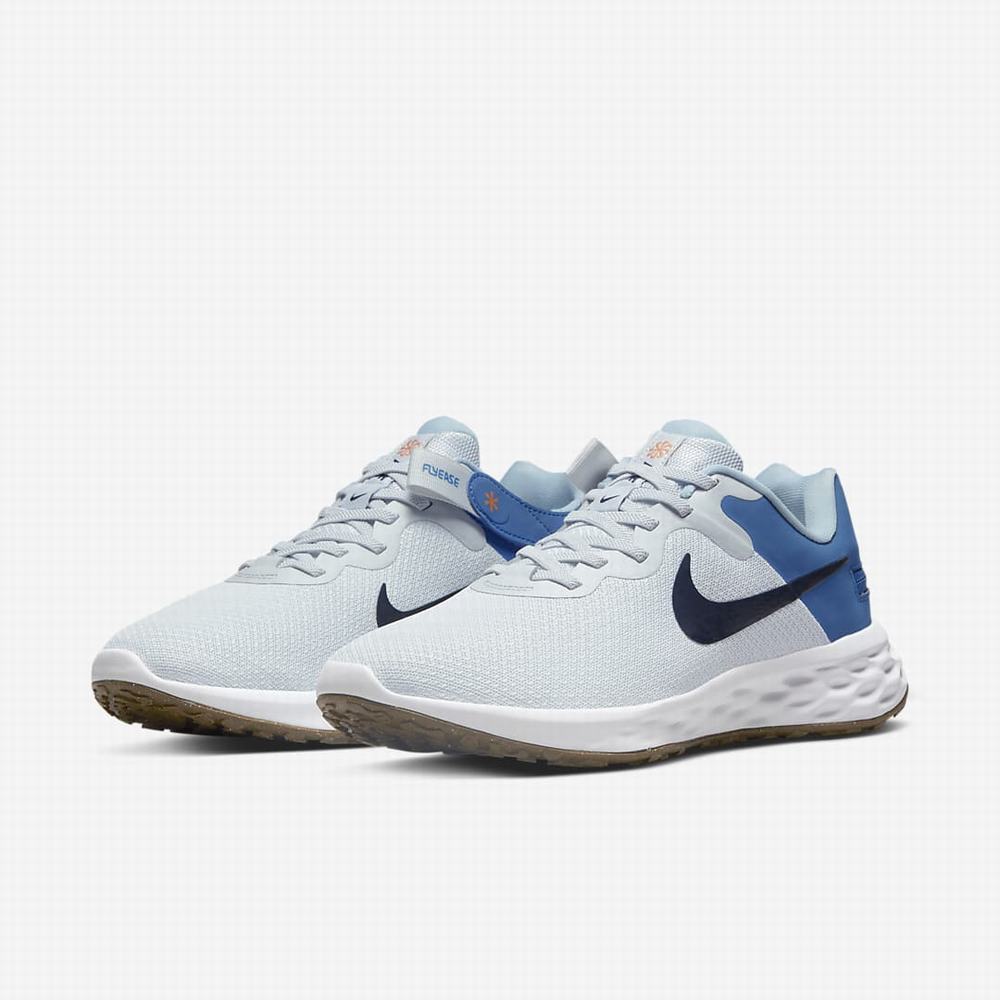 Bezecke Topanky Nike Revolution 6 FlyEase Next Nature (Extra Wide) Panske Platina Tmavo Modre Modre | SK782390