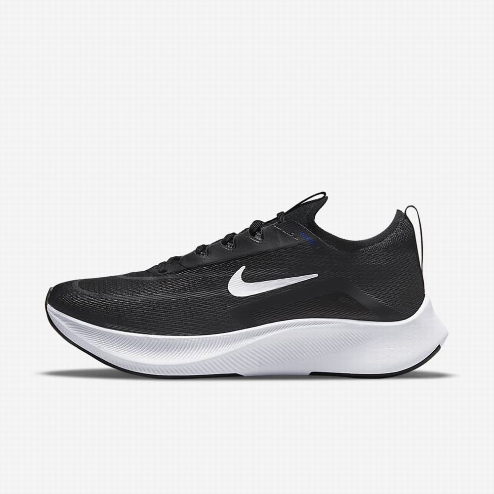 Bezecke Topanky Nike Zoom Fly 4 Panske Čierne Tmavo Siva Modre Biele | SK931628