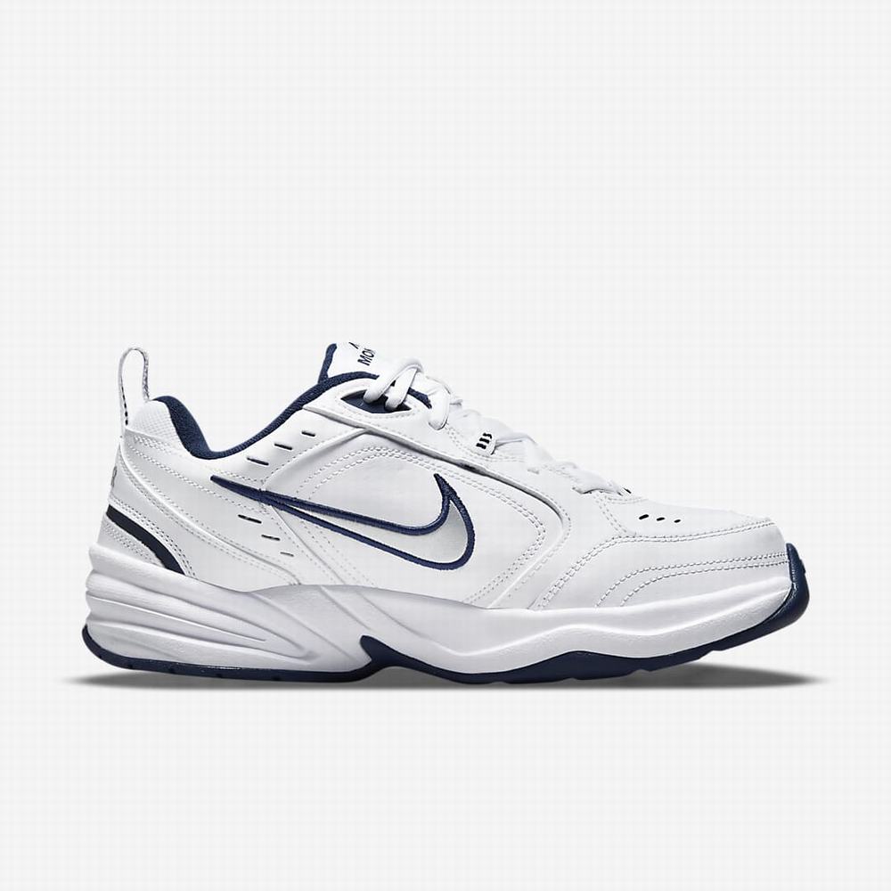 Botasky Nike Air Monarch IV (Extra Wide) Panske Biele Námornícka Modrá Biele Metal Strieborne | SK150968