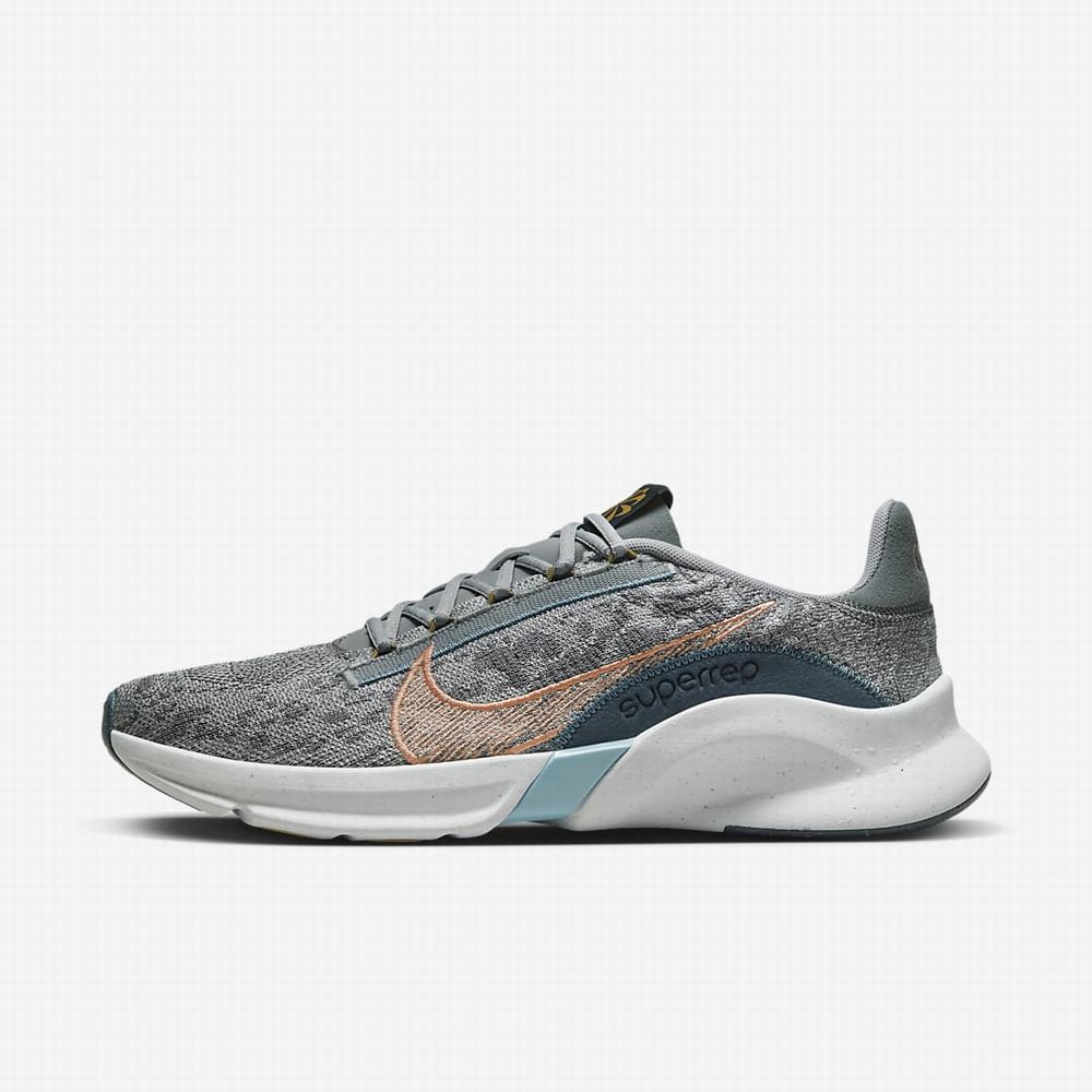 Botasky Nike SuperRep Go 3 Next Nature Flyknit Panske Siva Siva Námornícka Modrá Oranžové | SK609413