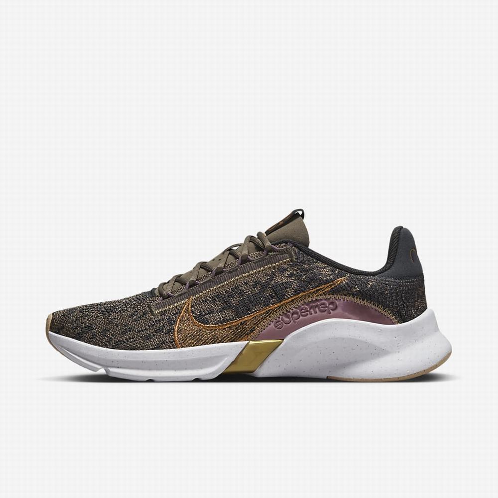 Botasky Nike SuperRep Go 3 Next Nature Flyknit Premium Damske Tmavo Siva Olivovo Zelená Siva Nachový Metal Meď | SK749812