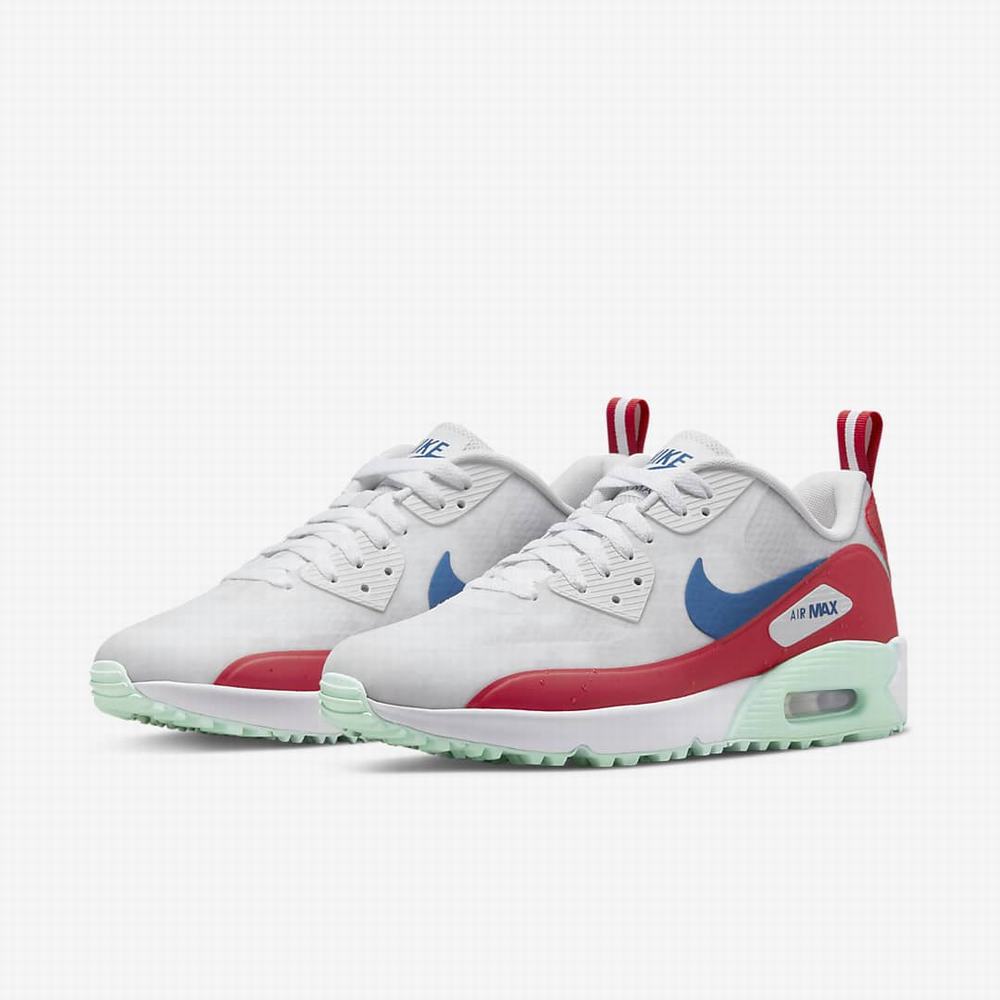 Golfove Topanky Nike Air Max 90 G Damske Biele Červené Mätové Tmavo Modre | SK125370