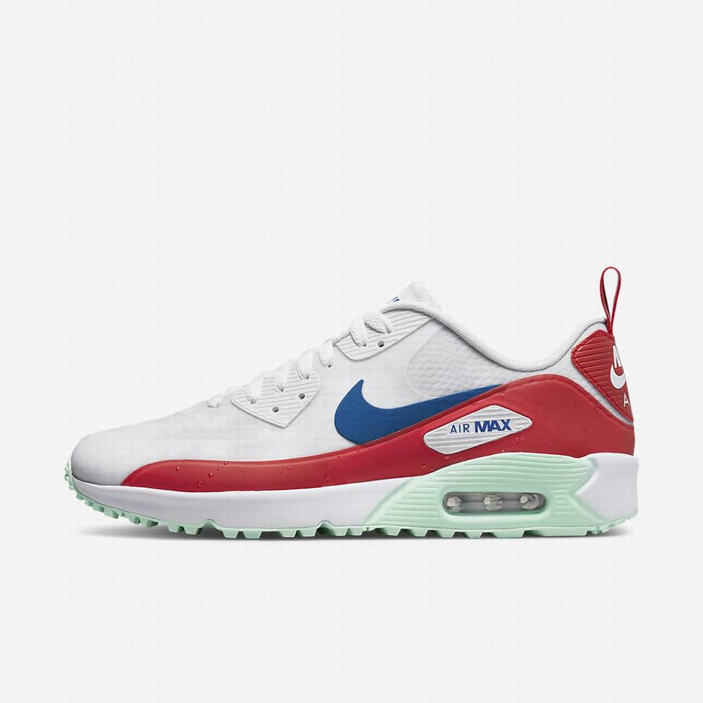 Golfove Topanky Nike Air Max 90 G Damske Biele Červené Mätové Tmavo Modre | SK125370