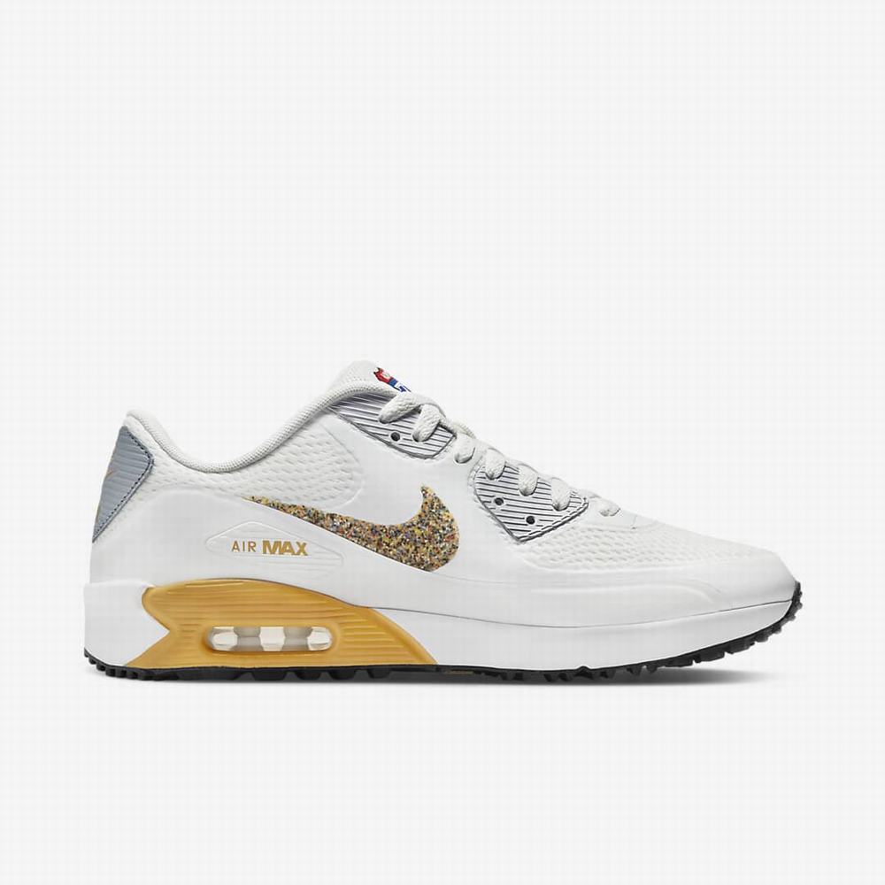 Golfove Topanky Nike Air Max 90 G Damske Biele Metal Strieborne Zlate | SK948306