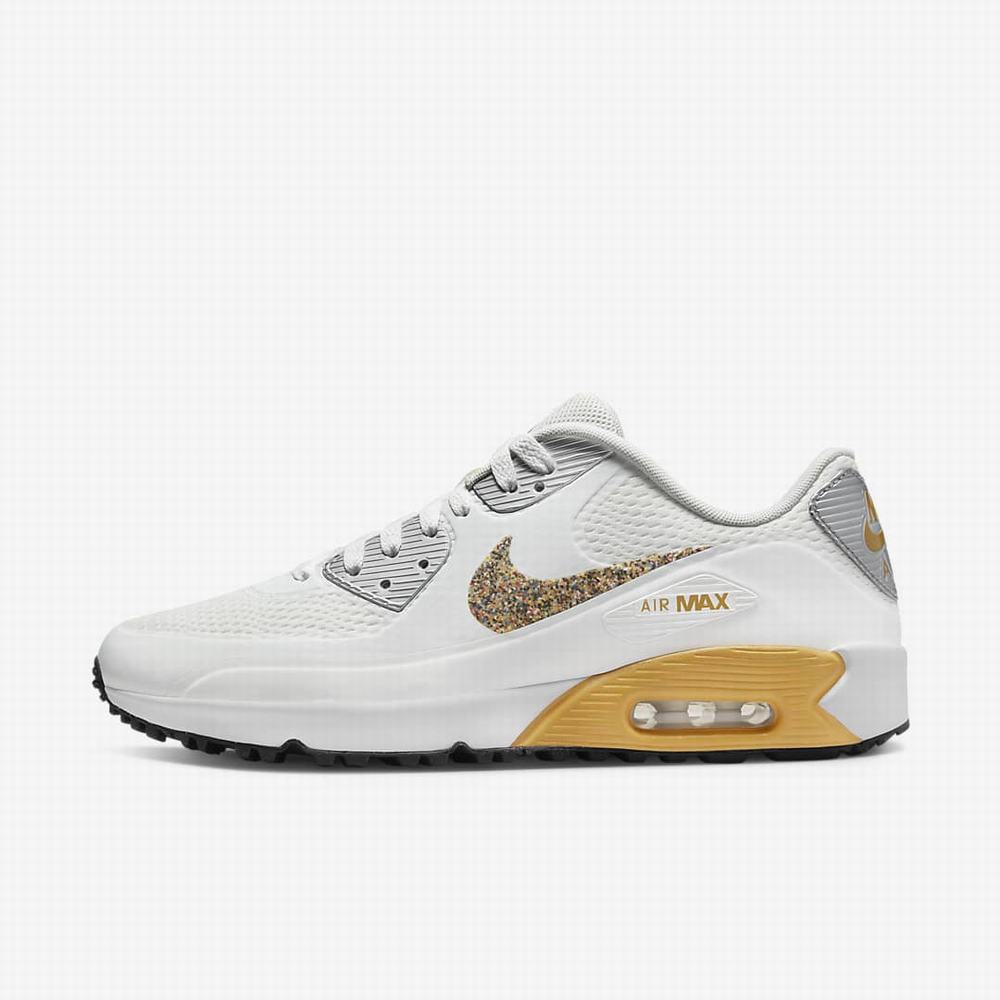 Golfove Topanky Nike Air Max 90 G Damske Biele Metal Strieborne Zlate | SK948306