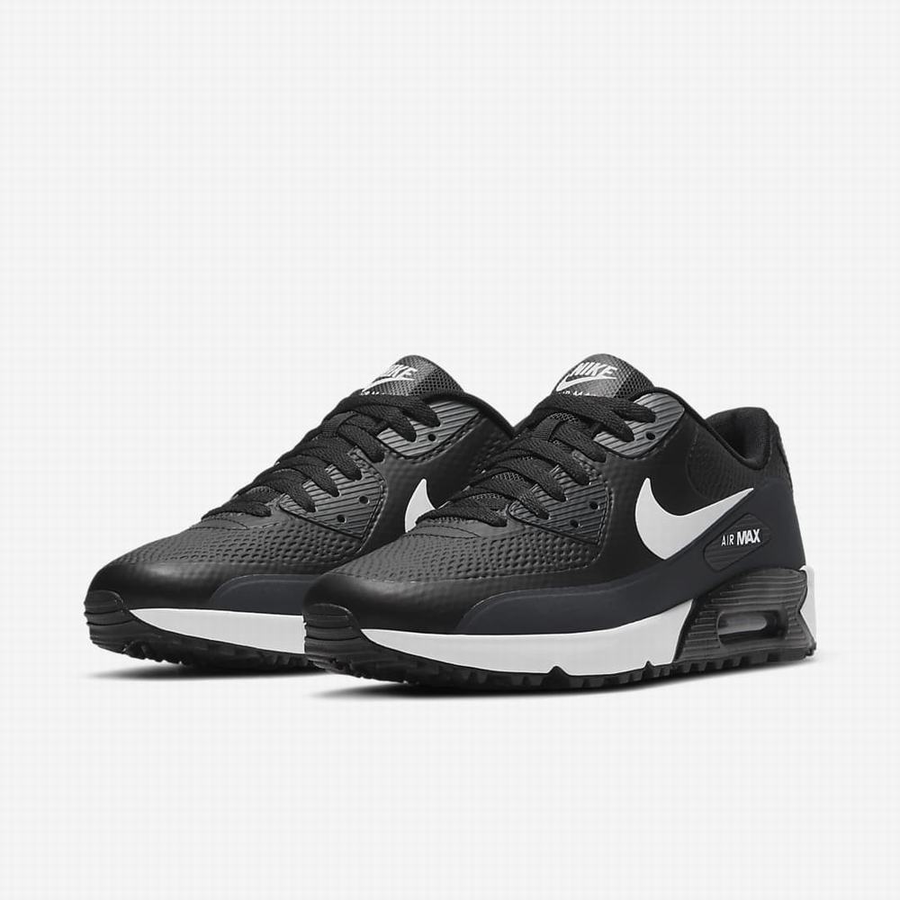 Golfove Topanky Nike Air Max 90 G Panske Čierne Tmavo Siva Siva Biele | SK641527