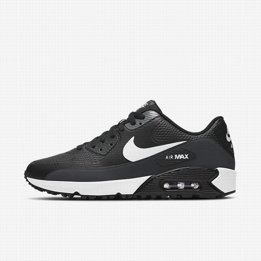 Golfove Topanky Nike Air Max 90 G Panske Čierne Tmavo Siva Siva Biele | SK641527