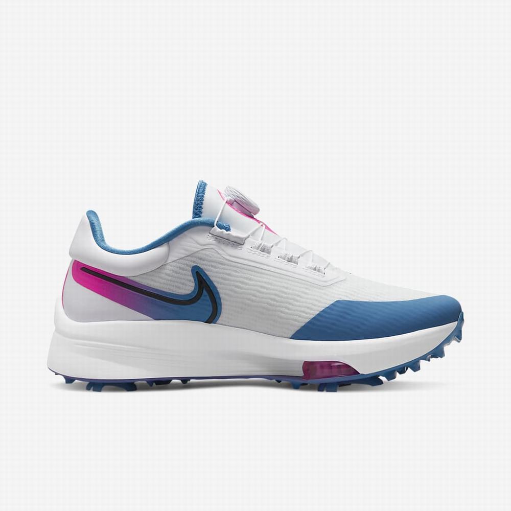 Golfove Topanky Nike Air Zoom Infinity Tour NEXT% Boa (Wide) Panske Biele Modre Ruzove Čierne | SK642087