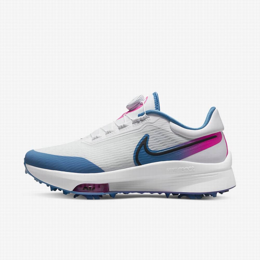 Golfove Topanky Nike Air Zoom Infinity Tour NEXT% Boa (Wide) Panske Biele Modre Ruzove Čierne | SK642087