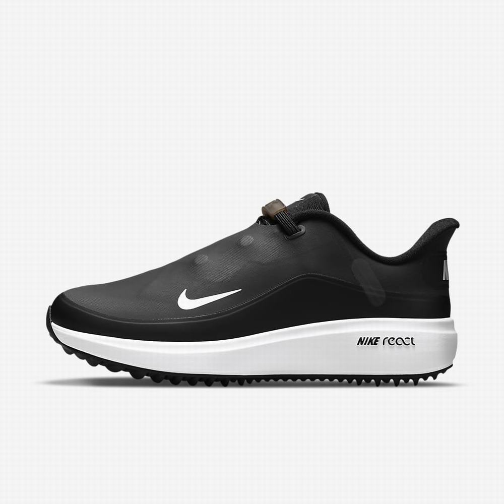 Golfove Topanky Nike React Ace Tour Damske Čierne Metal Tmavo Siva Biele | SK609814