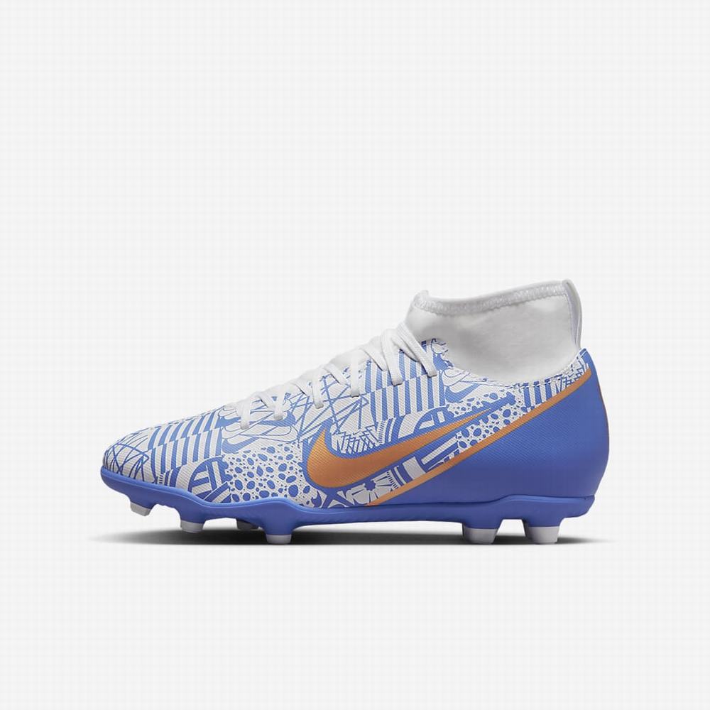 Kopačky Nike Jr. Mercurial Superfly 9 Club CR7 MG Multi-Ground Detske Biele Modre Metal Meď | SK098356