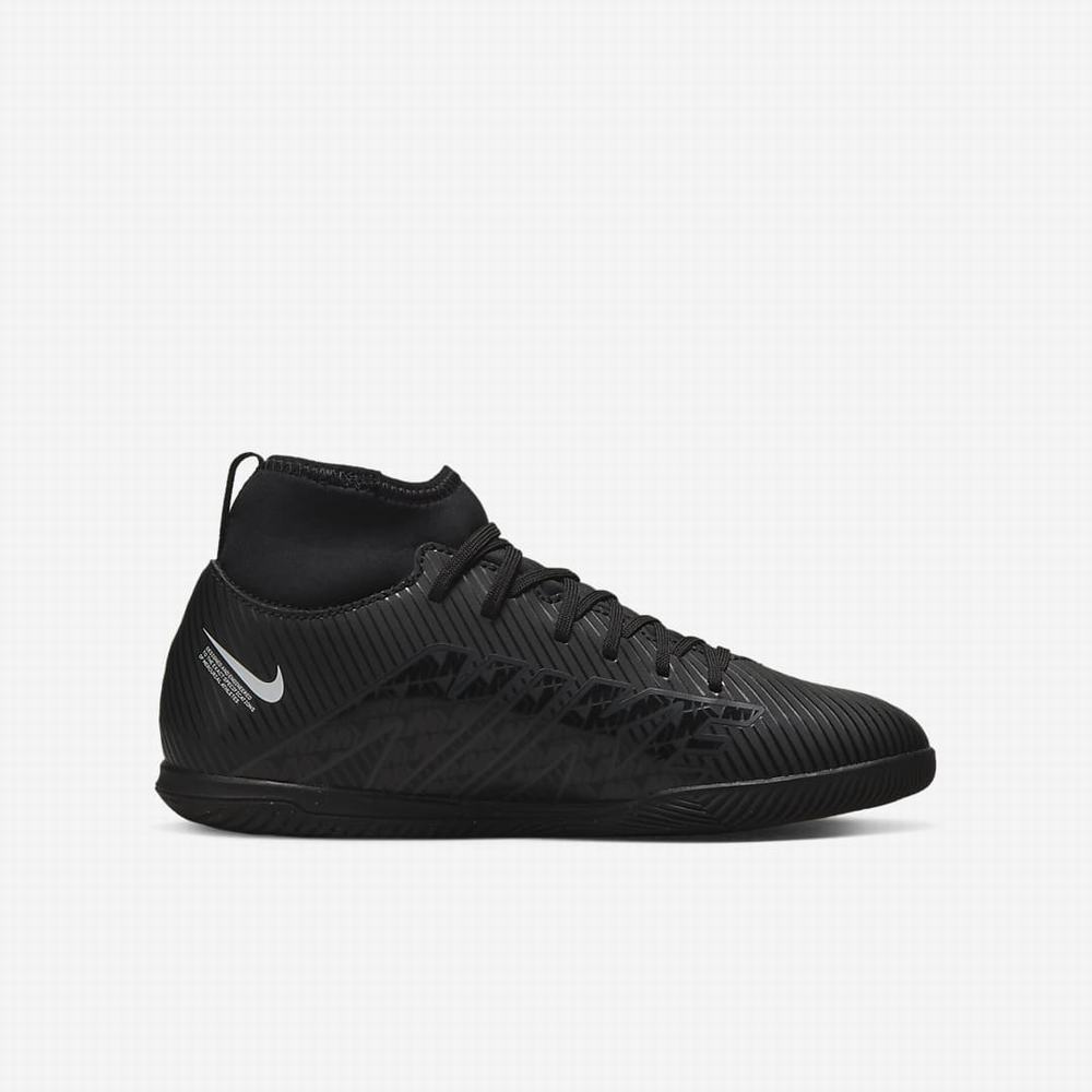 Kopačky Nike Jr. Mercurial Superfly 9 Club IC Detske Čierne Biele Tmavo Siva | SK982075