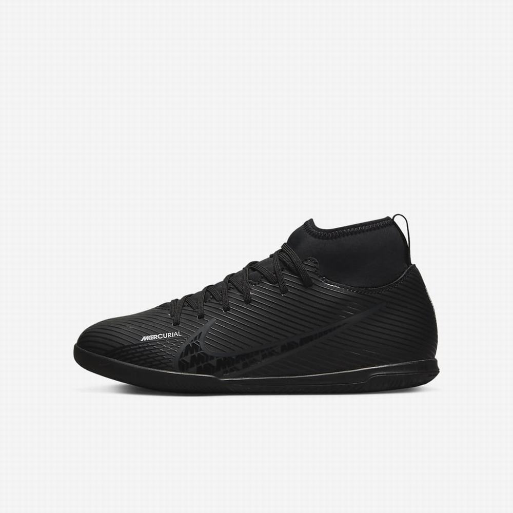 Kopačky Nike Jr. Mercurial Superfly 9 Club IC Detske Čierne Biele Tmavo Siva | SK982075