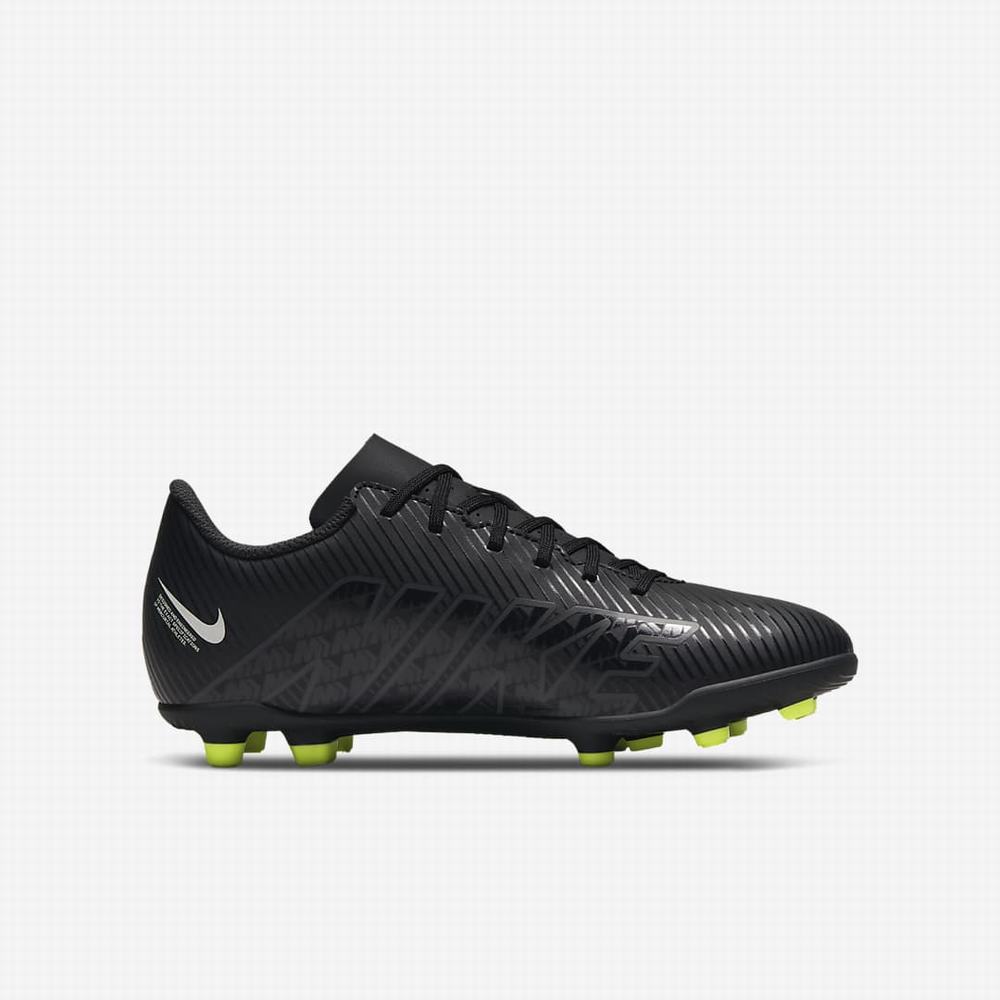 Kopačky Nike Jr. Mercurial Vapor 15 Club FG/MG Multi-Ground Detske Čierne Biele Tmavo Siva | SK847023