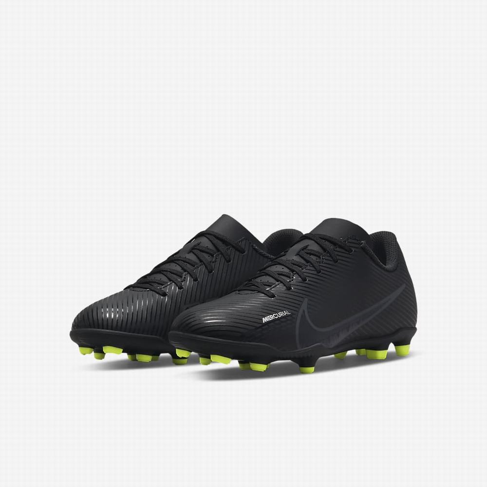 Kopačky Nike Jr. Mercurial Vapor 15 Club FG/MG Multi-Ground Detske Čierne Biele Tmavo Siva | SK847023