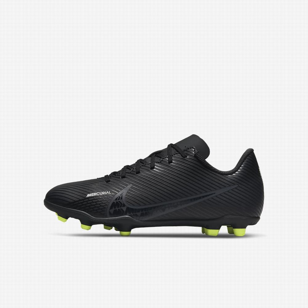 Kopačky Nike Jr. Mercurial Vapor 15 Club FG/MG Multi-Ground Detske Čierne Biele Tmavo Siva | SK847023